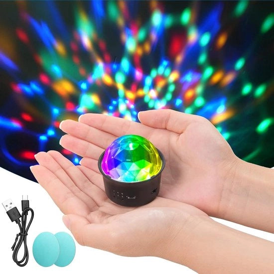 Disco Luce Rotativa Attivata da Suono Disco Bal Festa Illuminazione a Distanza Comando Vocale DJ - USB - Festa per Bambini Illuminazione di Natale Casa Disco Club Regalo - 1 pezzo