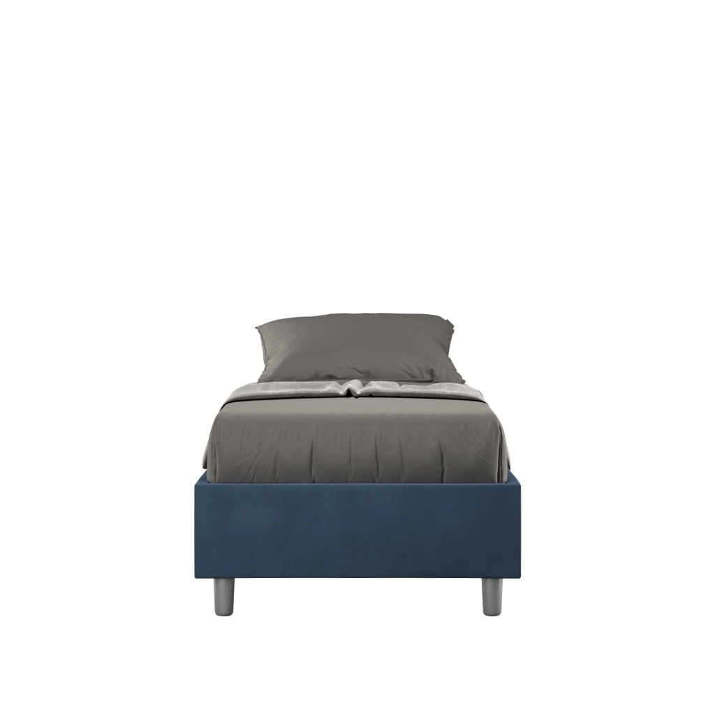 Letto 1 Piazza e Mezzo Sommier 120x200 cm con Rete e Contenitore Azelia Blu