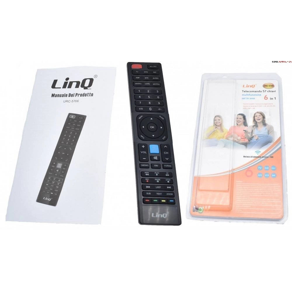 Trade Shop - Telecomando Universale 6 In 1 Programmabile Urc-5706 Per Tv Lcd Led Multifunzione -