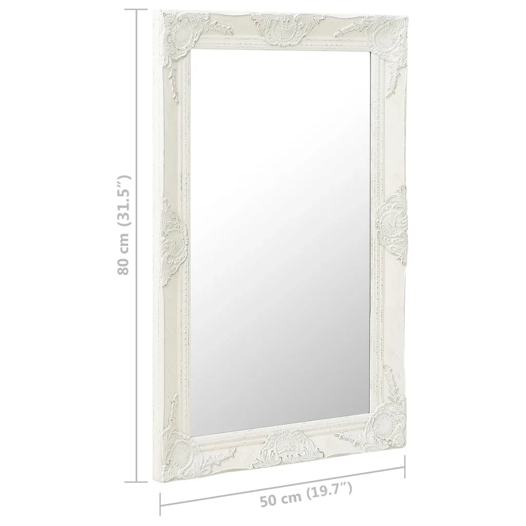 Specchio da Parete Stile Barocco 50x80 cm Bianco 320320