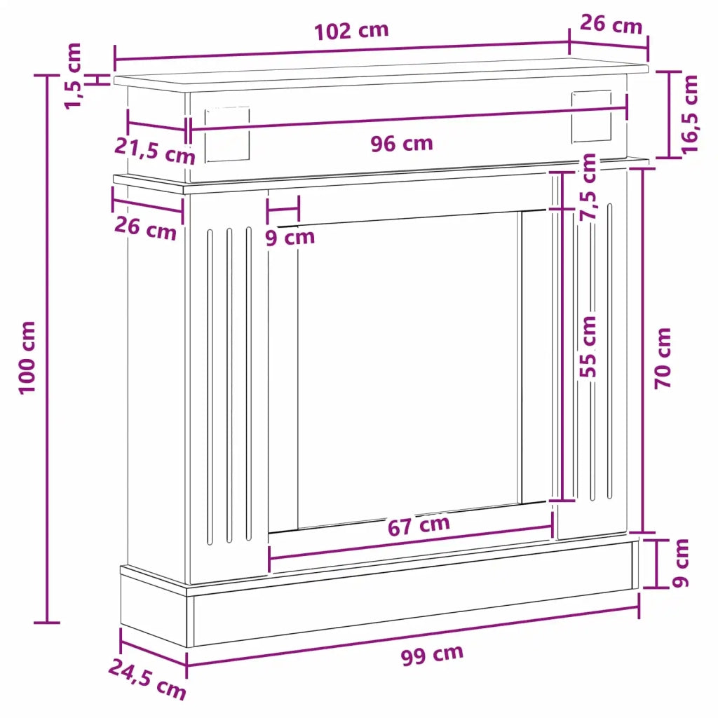 Cornice per camino Legno antico 102 x 26 x 100 cm 8006649