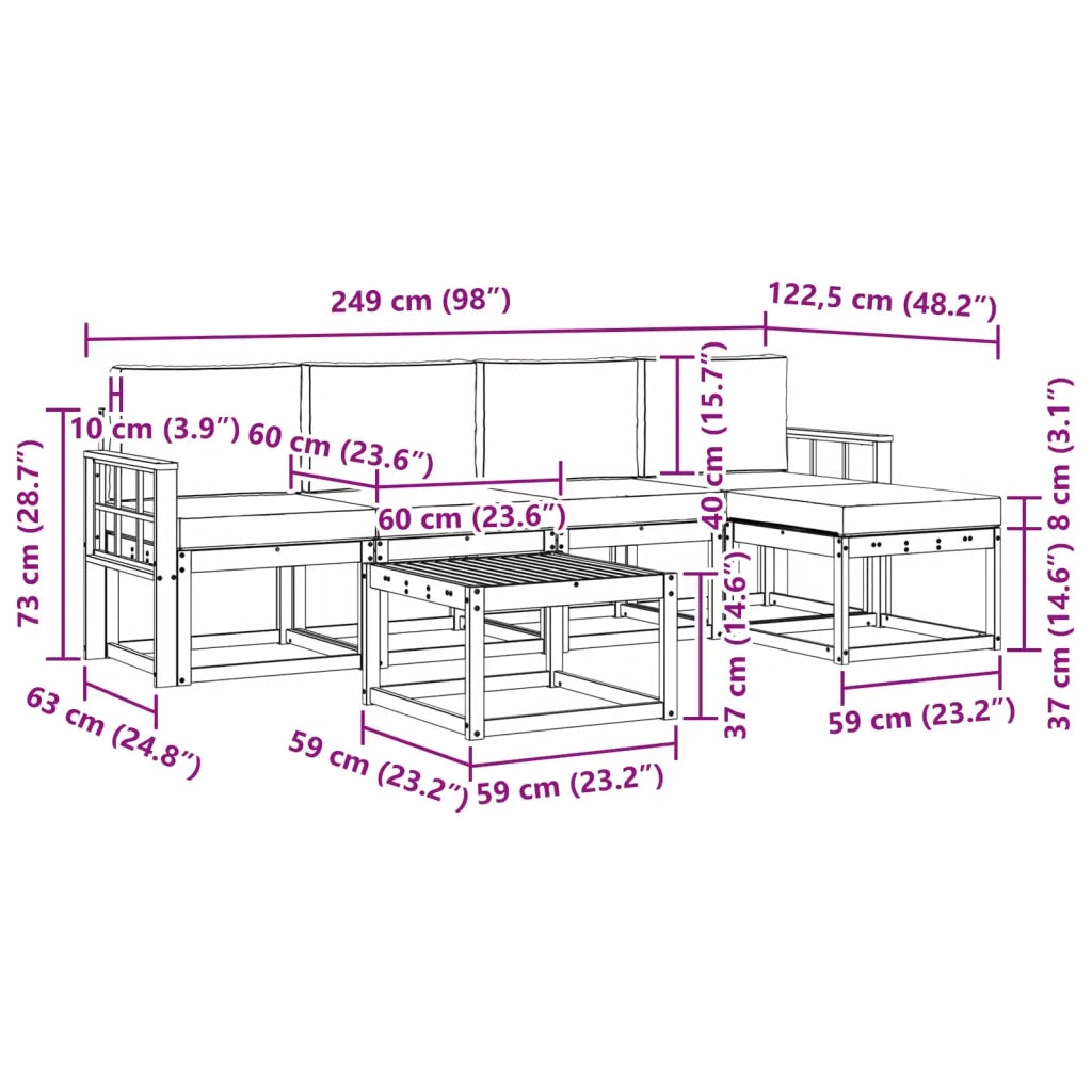 Set di divani da esterno con cuscino 6 pcs Bianco e Antracite 3387536