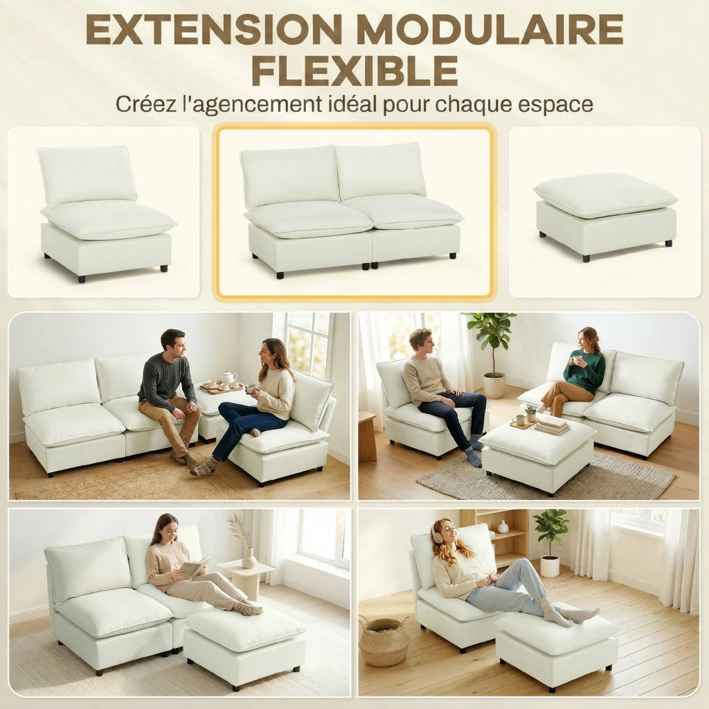 Divano 2 posti senza braccioli ¨C Minimal ¨C crema 146 cm