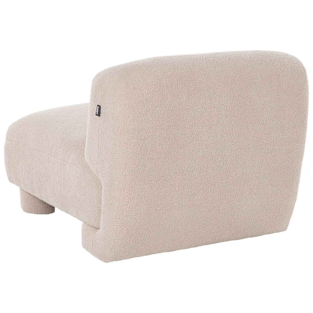 Poltrona modulare Bouclé a 1 posto, profilo ribassato senza braccioli colore beige
