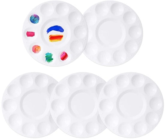 Palette per pittura a olio e acquerello - 5 pezzi - ronde - in plastica - diametro 16 cm - ecologico e riutilizzabile