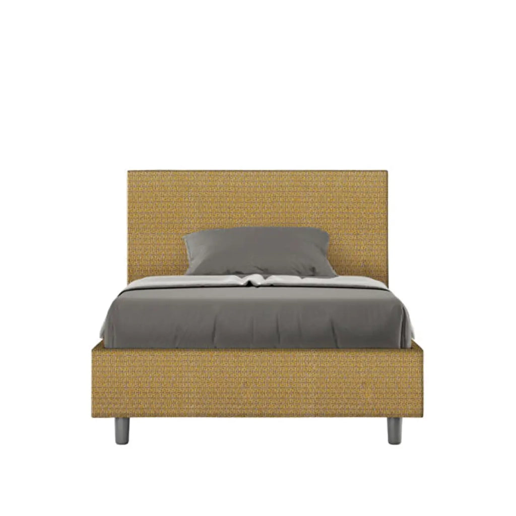 Letto una piazza e mezza con rete imbottito 120x190 tessuto Labirinto 6 giallo Adele