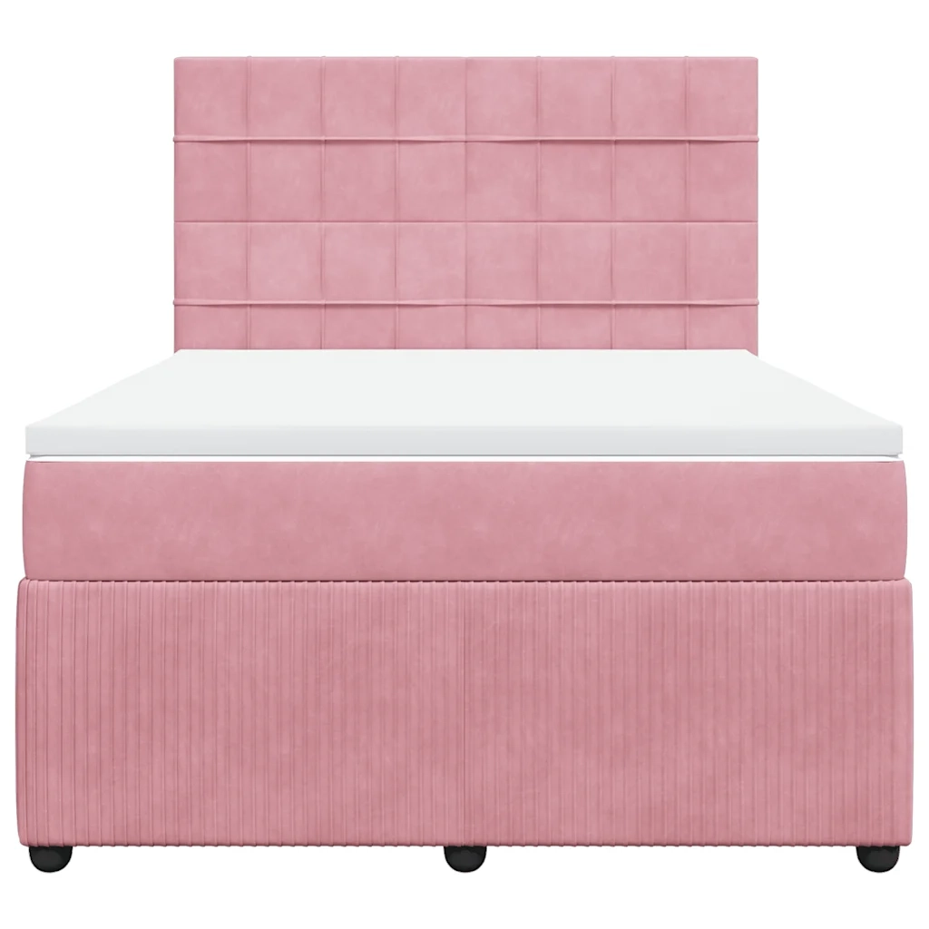 Giroletto a Molle con Materasso Rosa 140x190 cm in Velluto 3294639