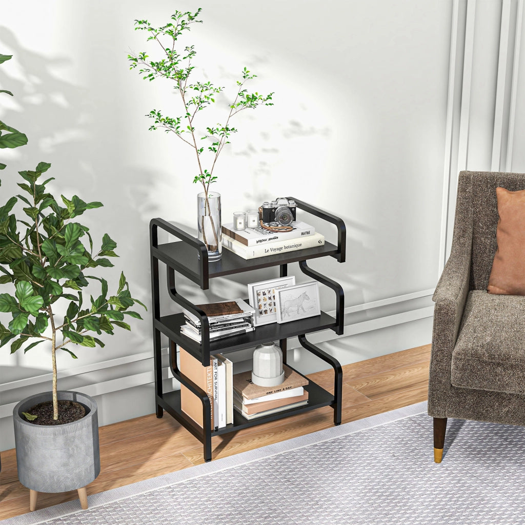 Libreria a 3 livelli in metallo ¨C zephmum ¨C Nero 55x40x77 cm