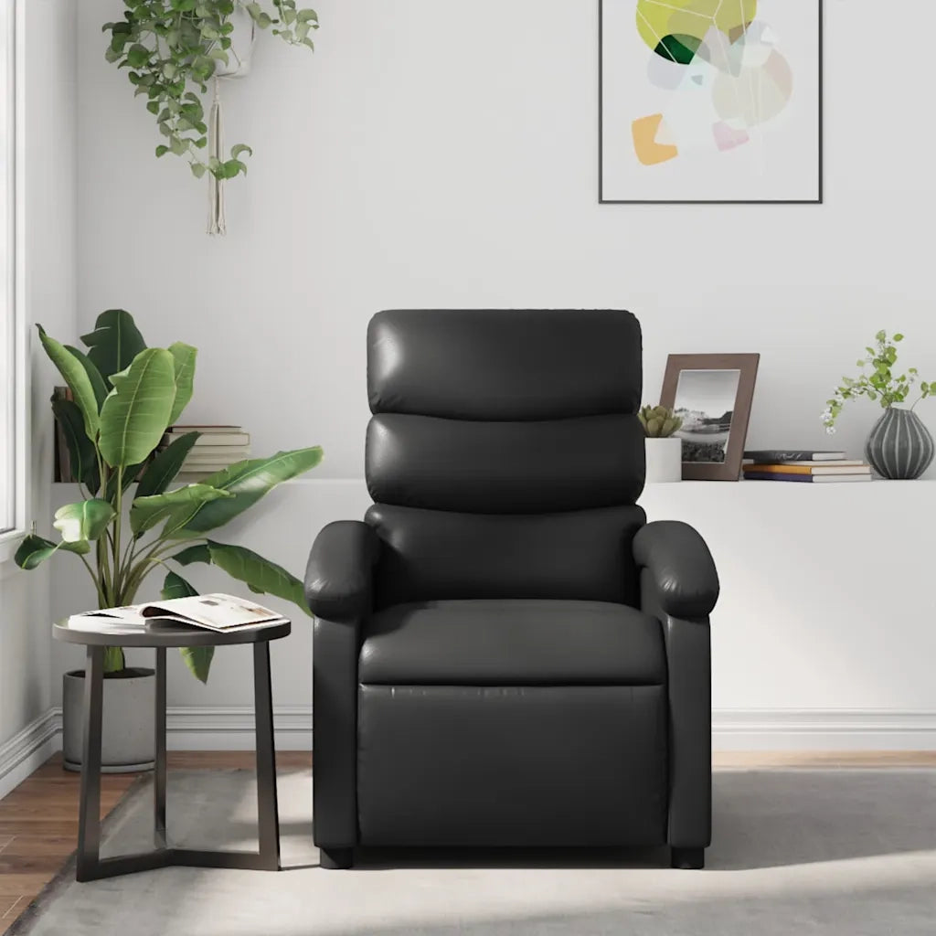 Poltrona Reclinabile Nera in Similpelle 371713