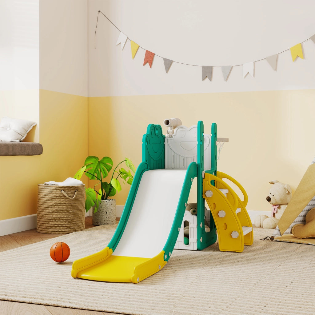 Set Scivolo 5 in 1 con Canestro Basket ¨C Xylo ¨C Giallo e Verde