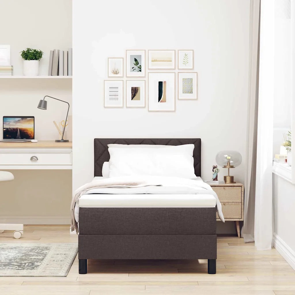 Letto a molle con testiera Marrone Scuro 90 x 190 cm Tessuto 3338730