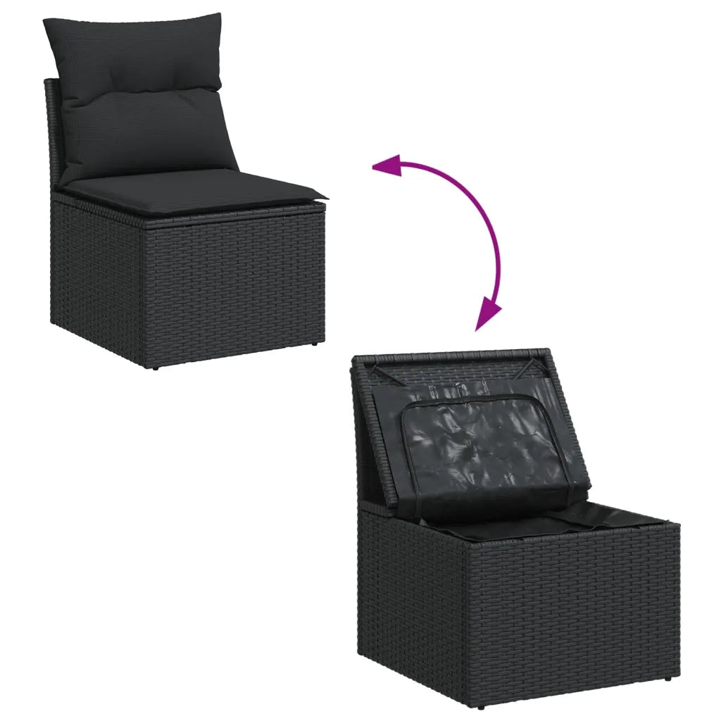 Set Divani da Giardino 14pz con Cuscini in Polyrattan Nero 3256286