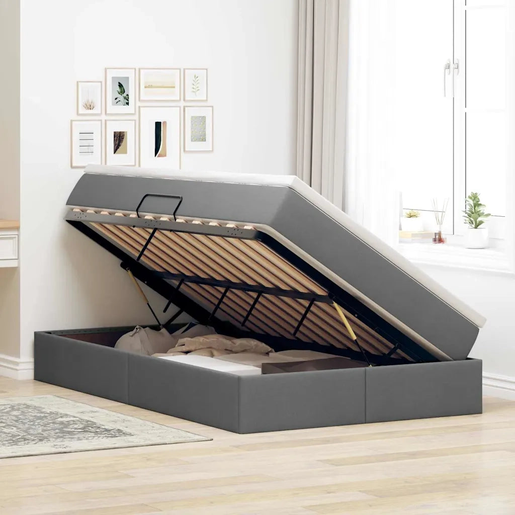 Letto con contenitore e materasso Grigio scuro 120 x 200 cm
