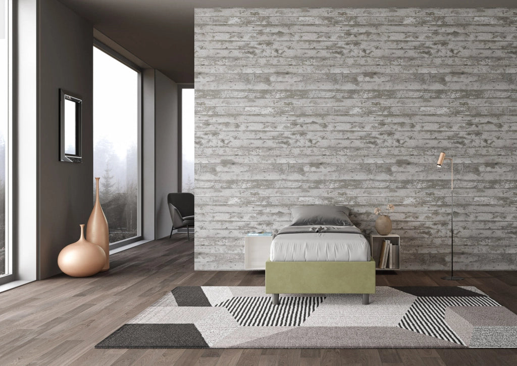 Letto Singolo Sommier 80x190 cm con Rete e Contenitore Azelia Tè Verde
