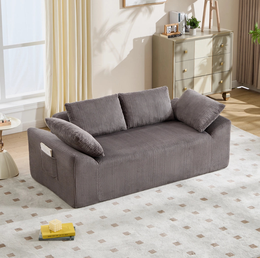 Divano da pavimento compatto in tessuto Brown Gray