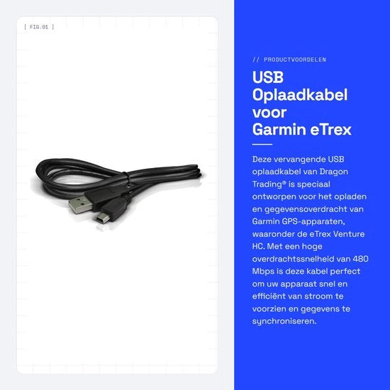 Cavo di ricarica USB per Garmin eTrex Venture HC