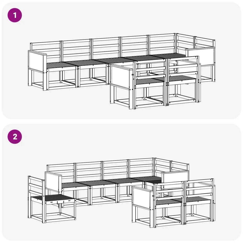 Set di divani da esterno 8 pcs Naturale