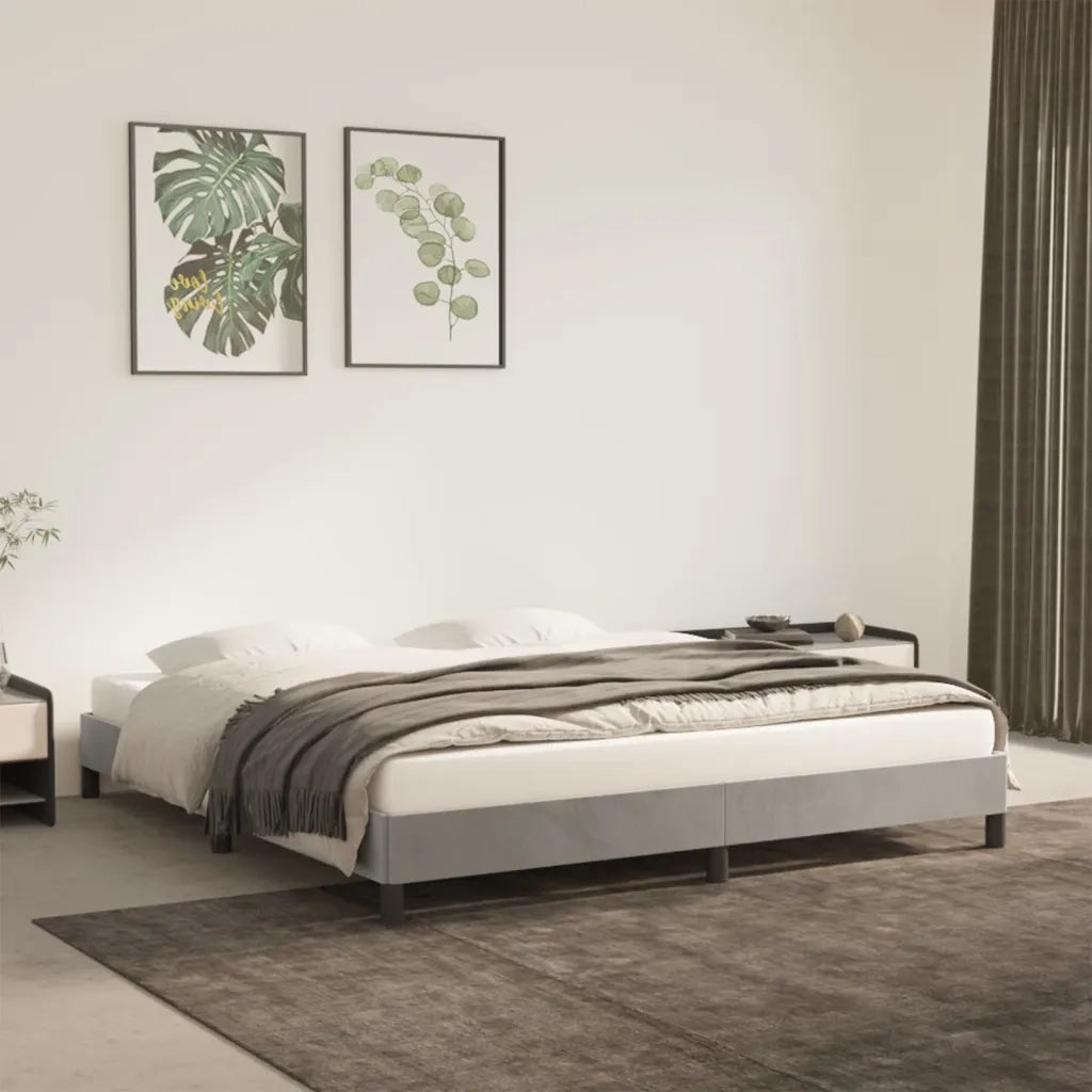 Letto matrimoniale | Letto per adulti | Giroletto senza Materasso Grigio Chiaro 160x200 cm Velluto