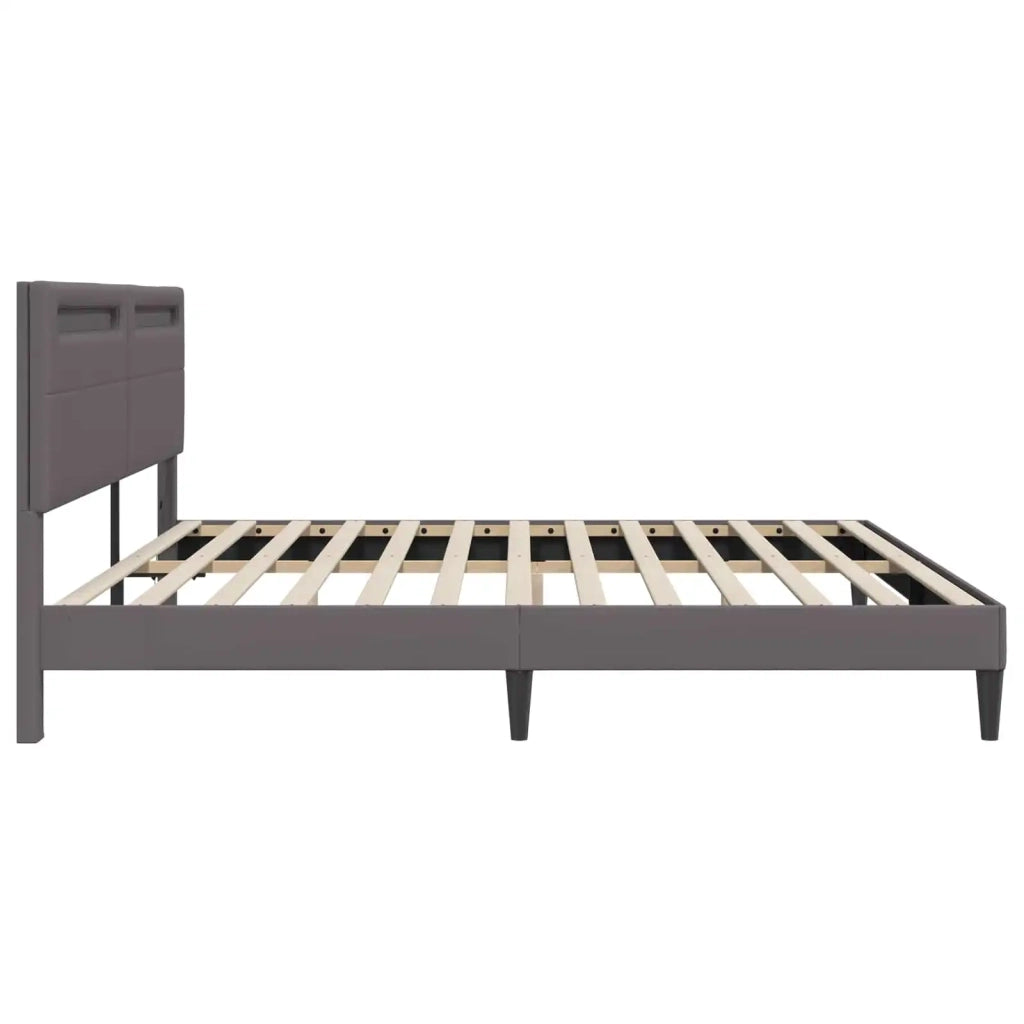 Letto matrimoniale | Letto per adulti | Struttura del letto con testiera Grigio 200 x 200 cm Similpelle