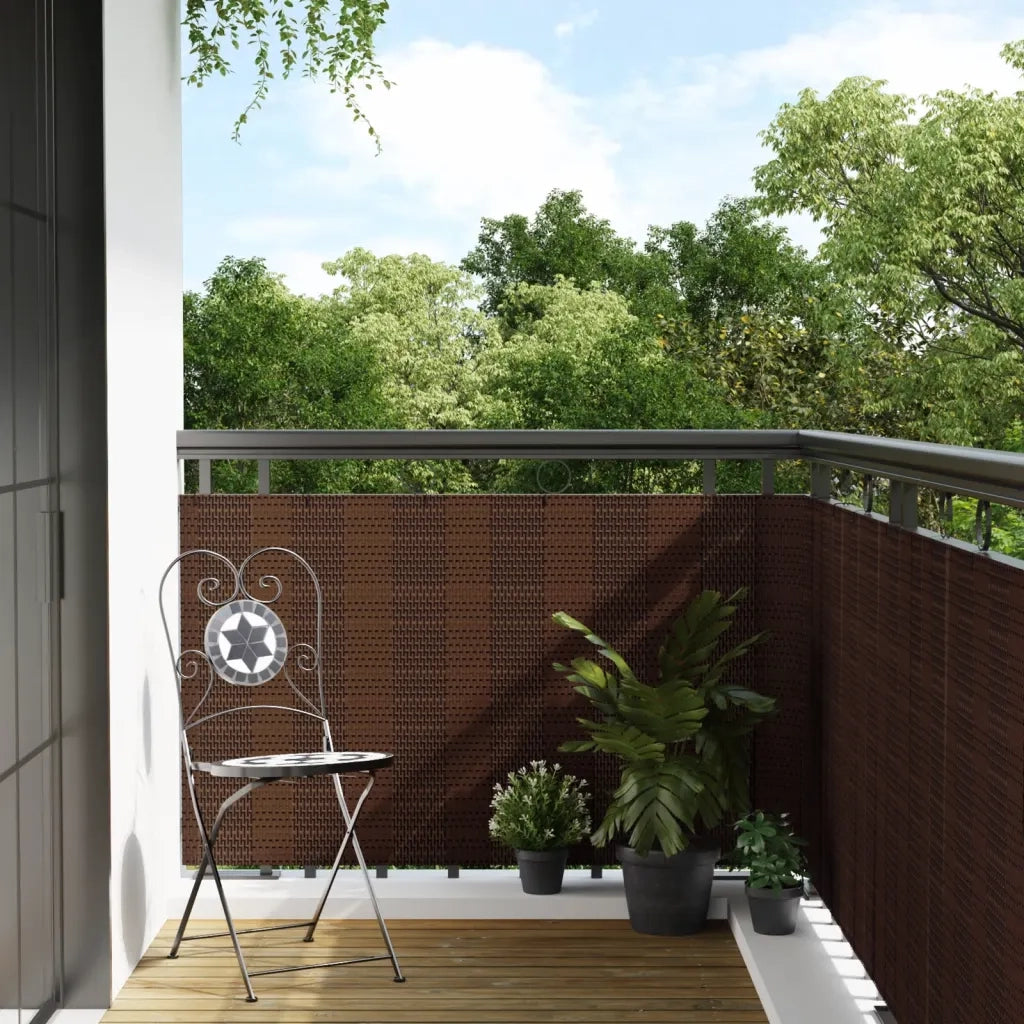 Schermo da balcone | Paravento da Balcone Marrone e Nero 300x80 cm in Polyrattan