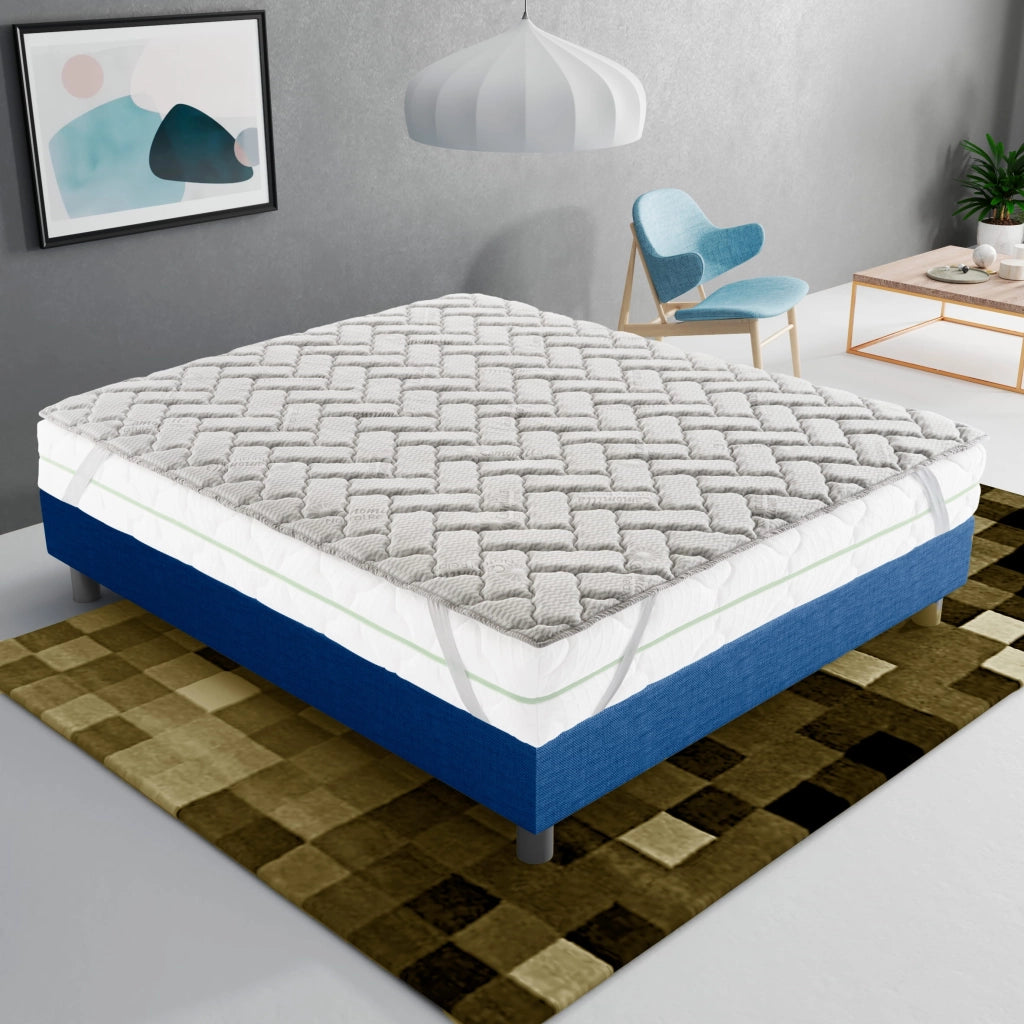 Topper Matrimoniale 180x200 in memory foam 3 cm con rivestimento Trapuntato con Elastico