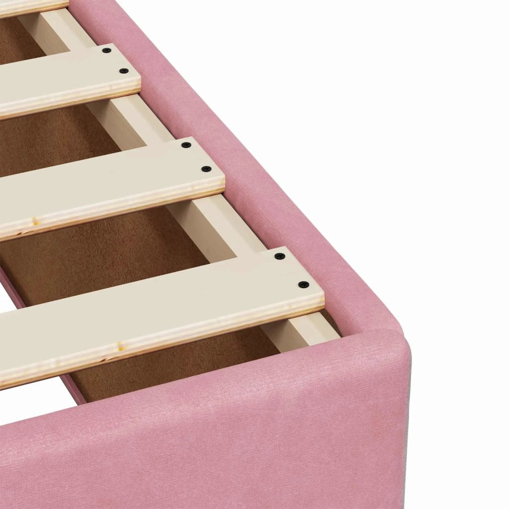 Letto box spring con materasso Rosa 160 x 200 cm Velluto 3450751