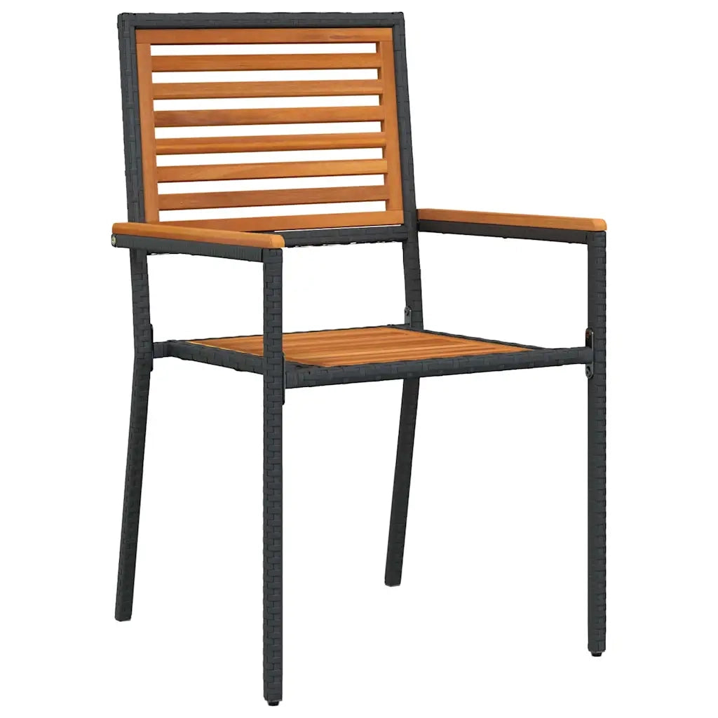 Set da Pranzo per Giardino 7 pcs Nero e Marrone polyrattan