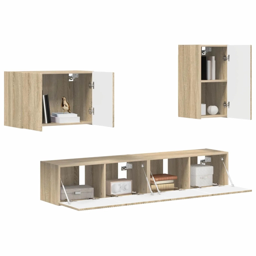 Set di Mobiletto da TV a Parete 4 pcs Rovere Sonoma 3408936