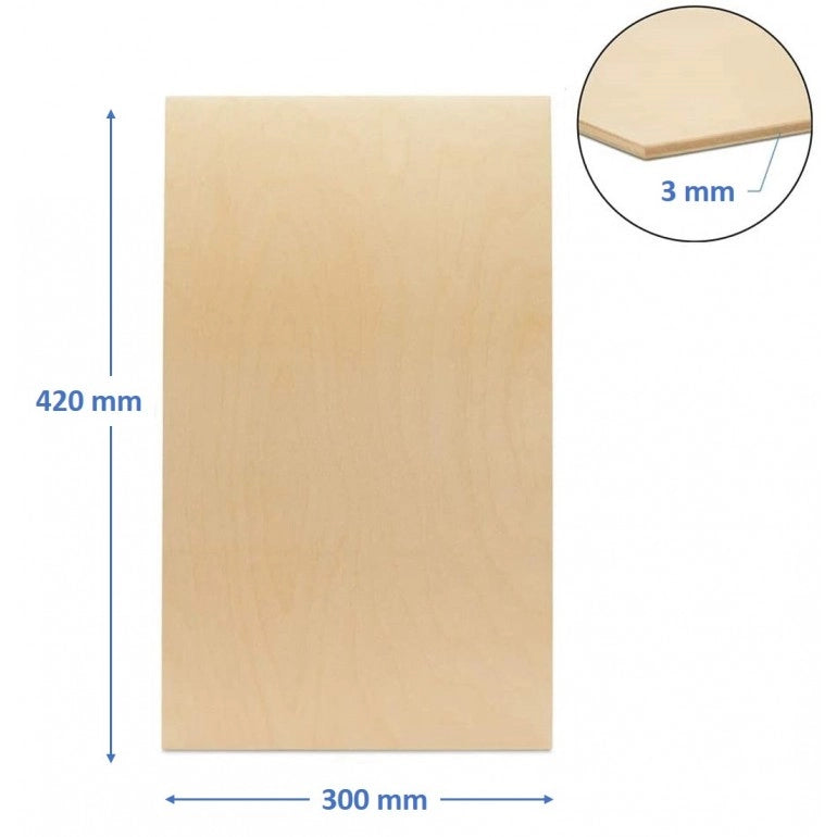 10 fogli pannello compensato 3 mm betulla baltica A3 - 297 x 420 mm