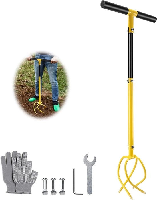 Ferramenta per giardinaggio a forma di falce con macchina per verticulare e strappatrice erbacce - regolabile altezza - falce rimovibile - smussatore di terreno