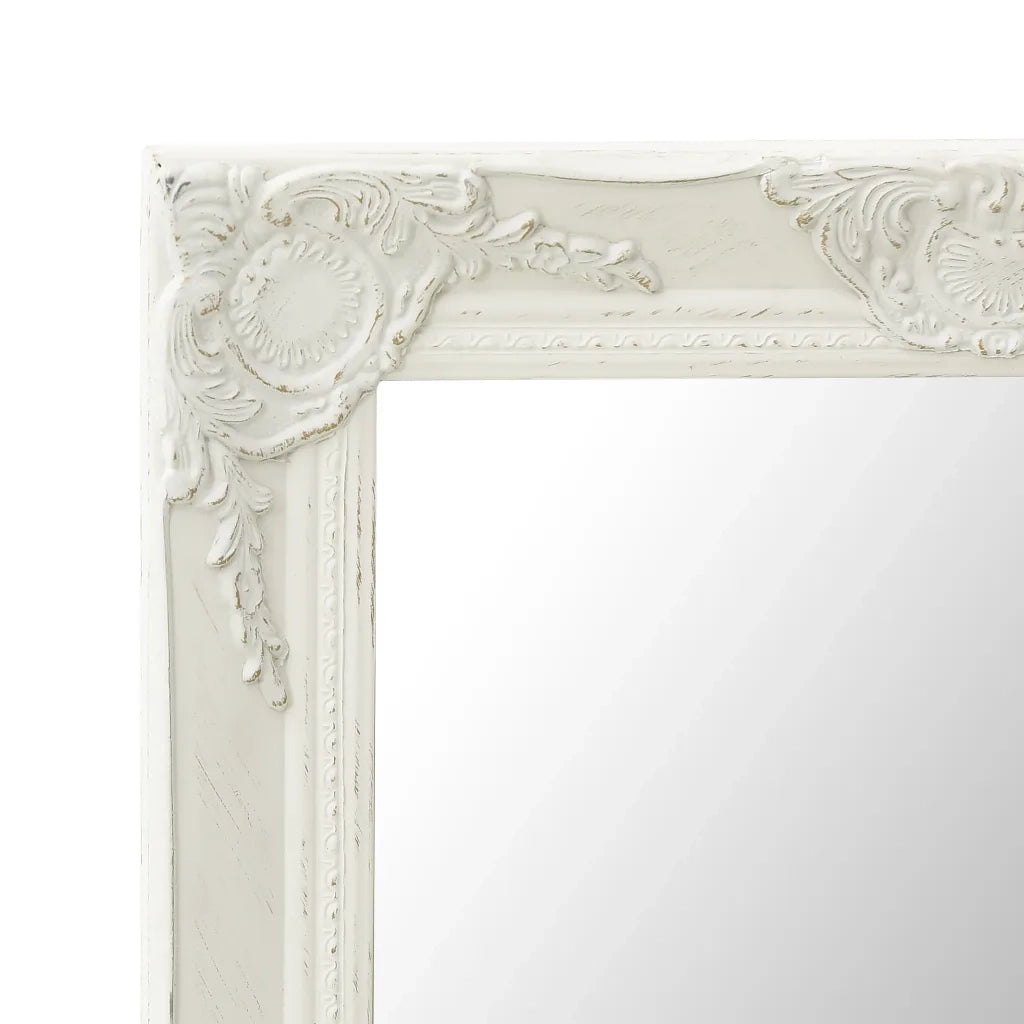 Specchio da Parete Stile Barocco 50x80 cm Bianco 320320