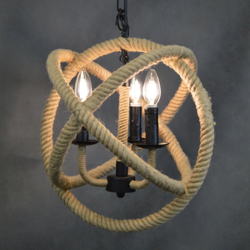 Lampada a sospensione Polux Rope 3xE14 corda Ø40cm