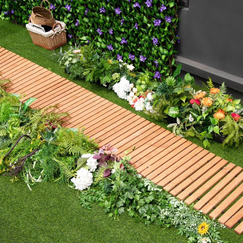 Sentiero avvolgibile di legno?per giardino, Vialetto con fil di ferro e consistenza antiscivolo?55cm-Decorazioni da giardino