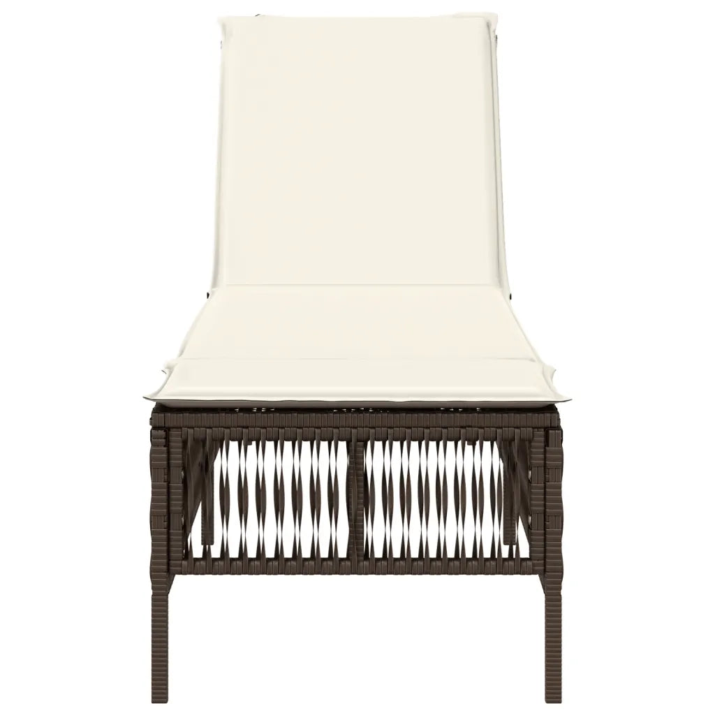 Lettino Prendisole con Cuscino Marrone in Polyrattan 4002738