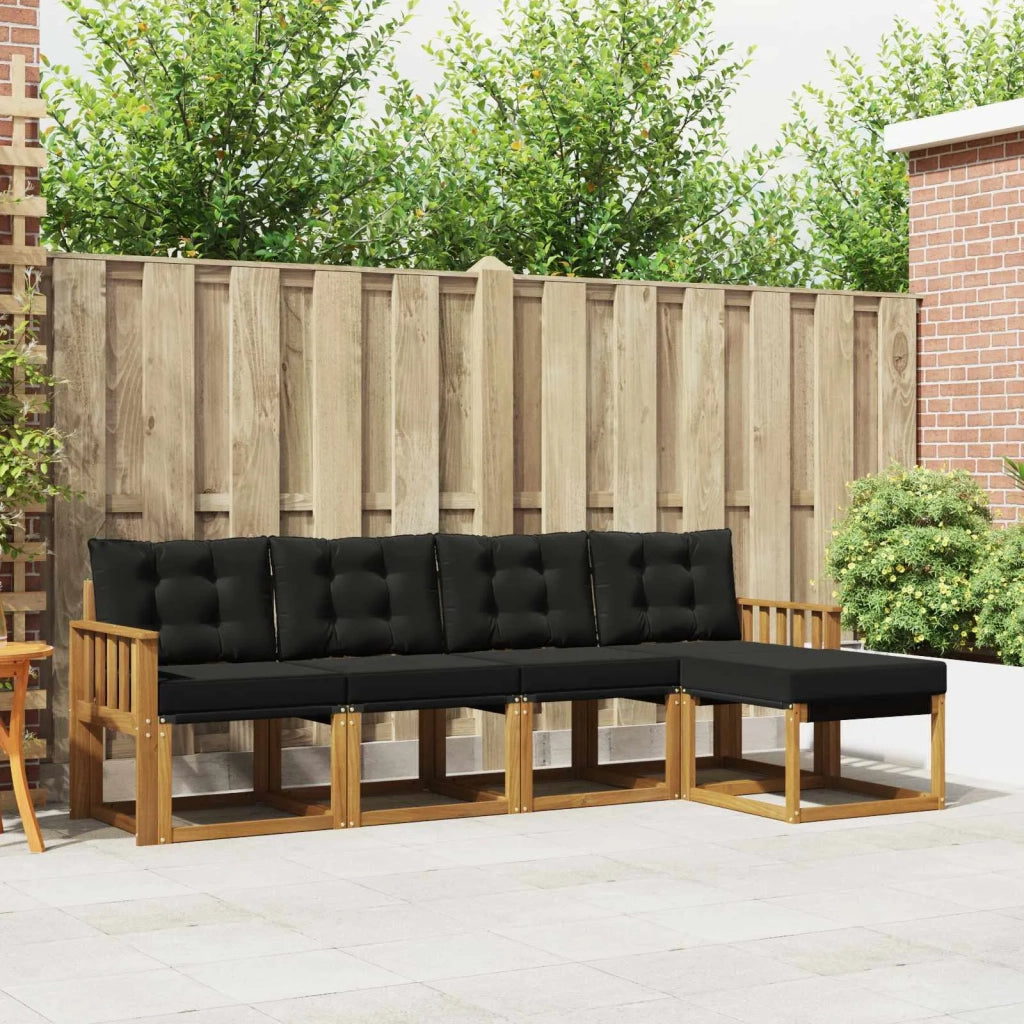 Set di divani da esterno con cuscino 5 pcs Naturale e Nero 3368567