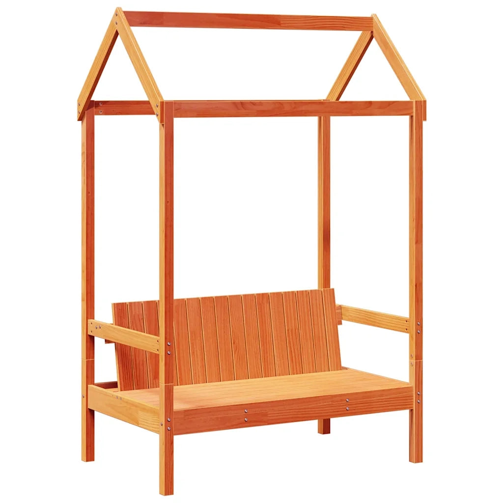 Letto singolo | Letto per adulti | Set Dormeuse con Tetto Marrone Cera 80x200 cm Massello Pino