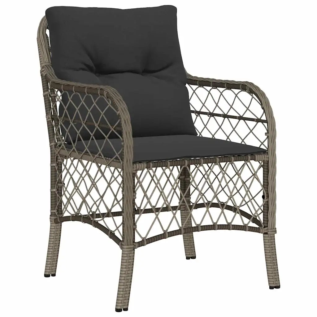 Set da Pranzo per Giardino con cuscino 7 pcs Grigio polyrattan