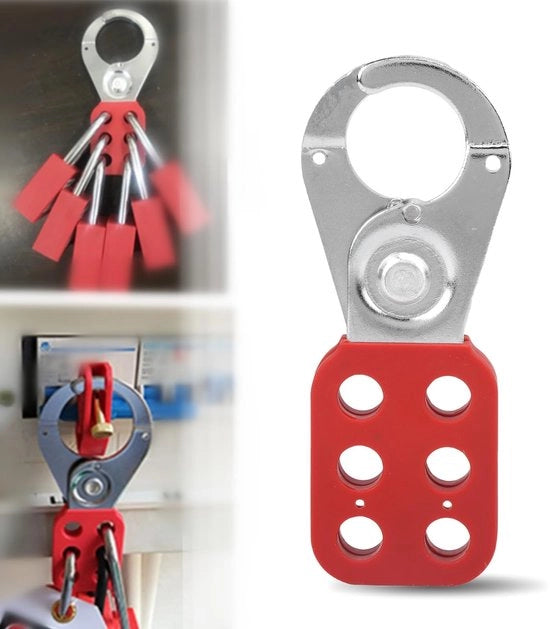 Chiusura di sicurezza in acciaio con maniglia di 25 mm - sistema di controllo a 6 giri - in acciaio inossidabile - nylon - isolamento - blocco