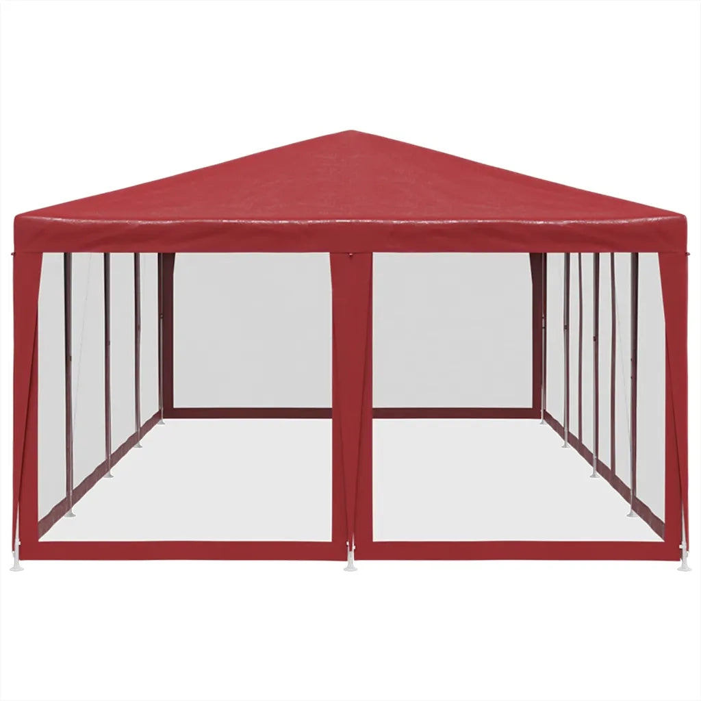 Tenda per Feste con 12 Pareti Laterali in Rete Rossa 8x4 m HDPE 4010075