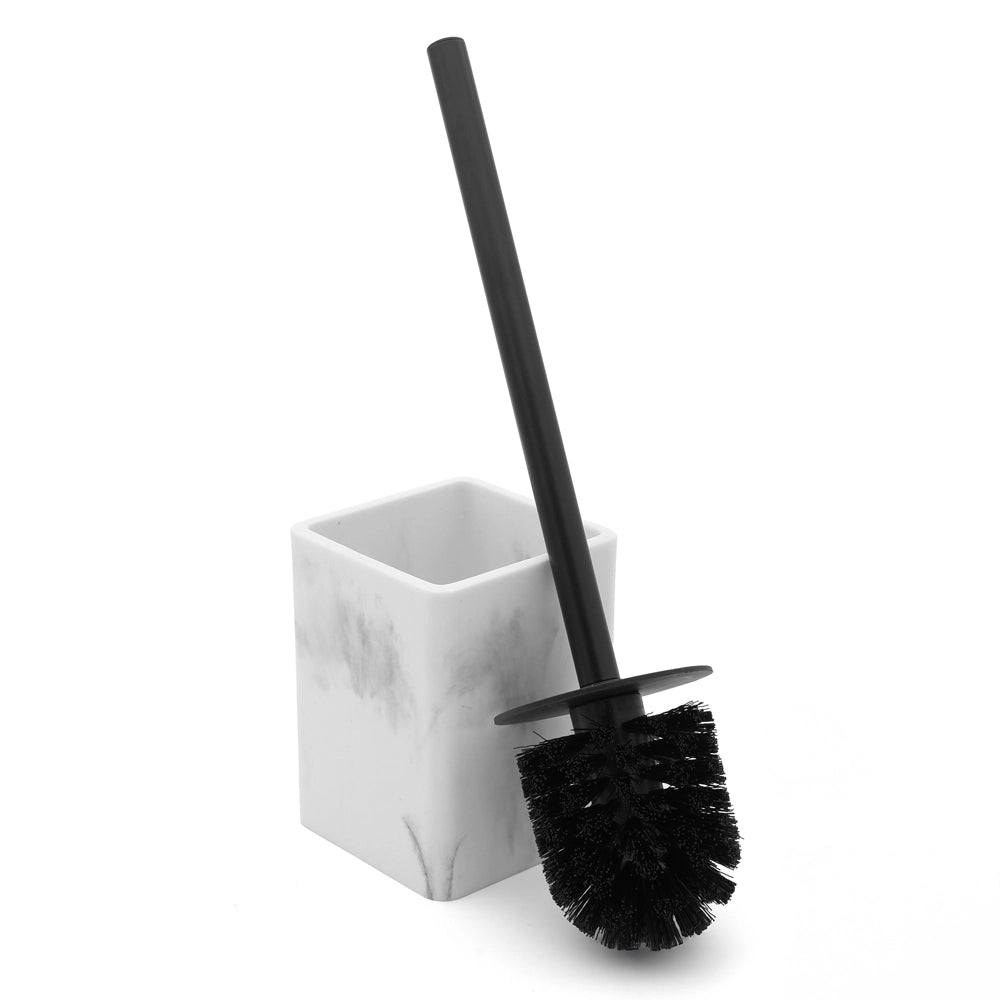 Set accessori bagno 4 pezzi in poliresina marmorizzata bianca Marmo