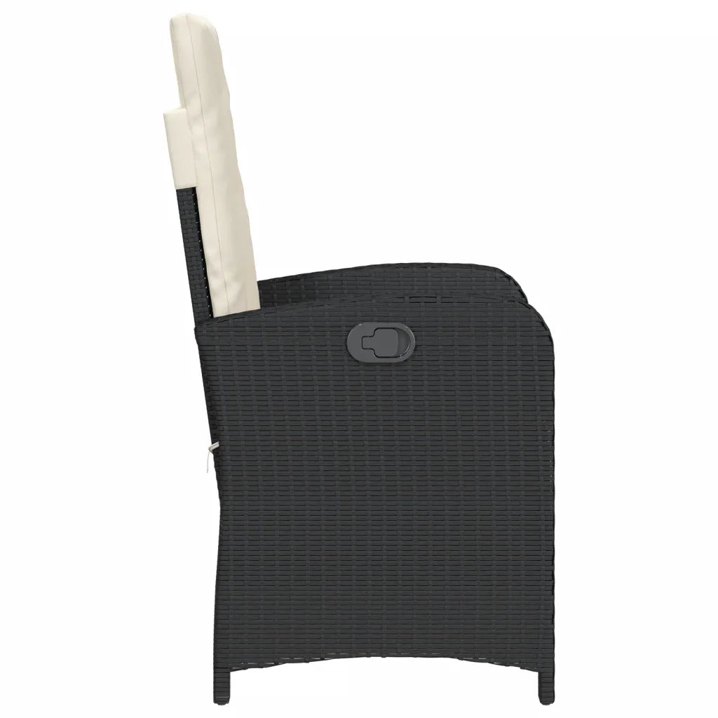 Sedia Reclinabile da Giardino con Cuscini Nera in Polyrattan 365160