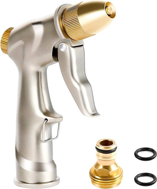 Spazzolatrice a getto per irrigazione, pistola da giardino con corpo in metallo e bocchette di spruzzo, pistola ad alta pressione multi-modalità per pulizia per autolavaggio/piante irrigazione/doccia per animali domestici
