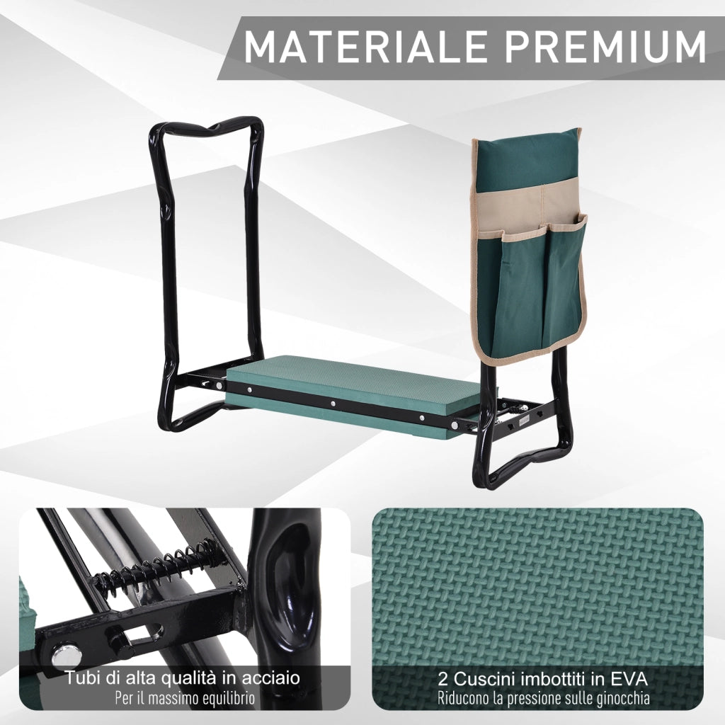 Panca da Giardino Pieghevole 2 in 1 con Cuscini ¨C Minimal ¨C Verde e Nero