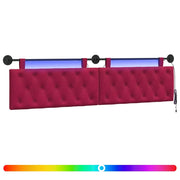 Testiera | Testata sospesa Con luce LED Rosso Vino Velluto