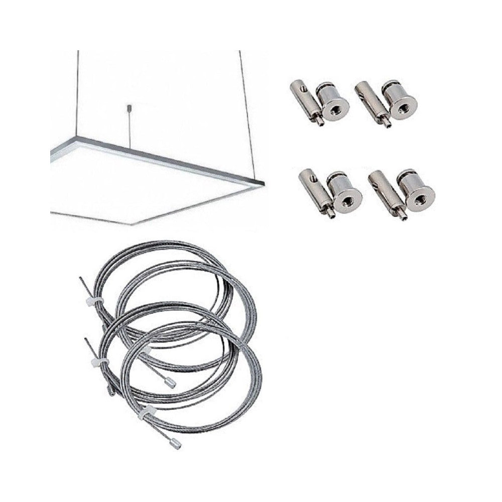 Trade Shop - Kit Staffe Fissaggio A Sospensione Per Pannello Led 60x30 120x30 60x60 -