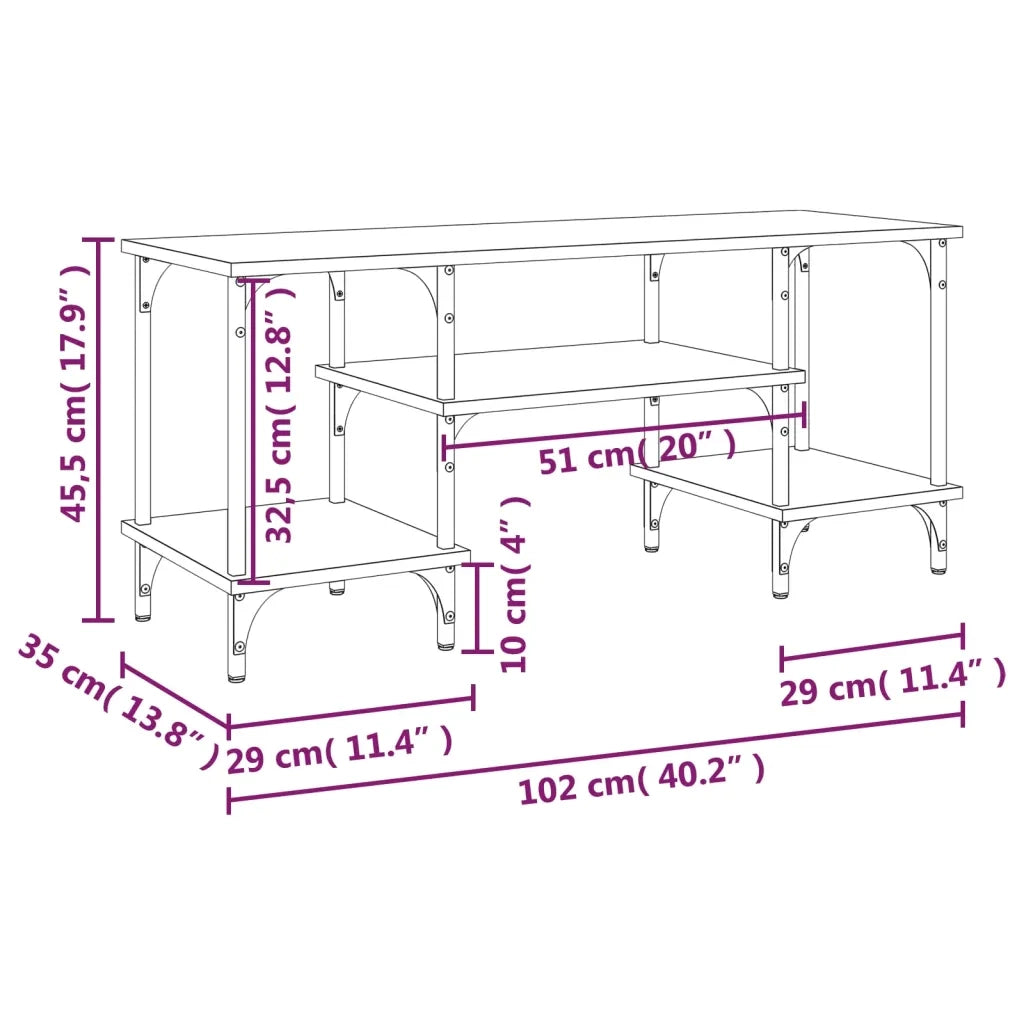 Mobile TV | Armadietto TV | Mobile Porta TV Rovere Fumo 102x35x45,5 cm in Legno Multistrato
