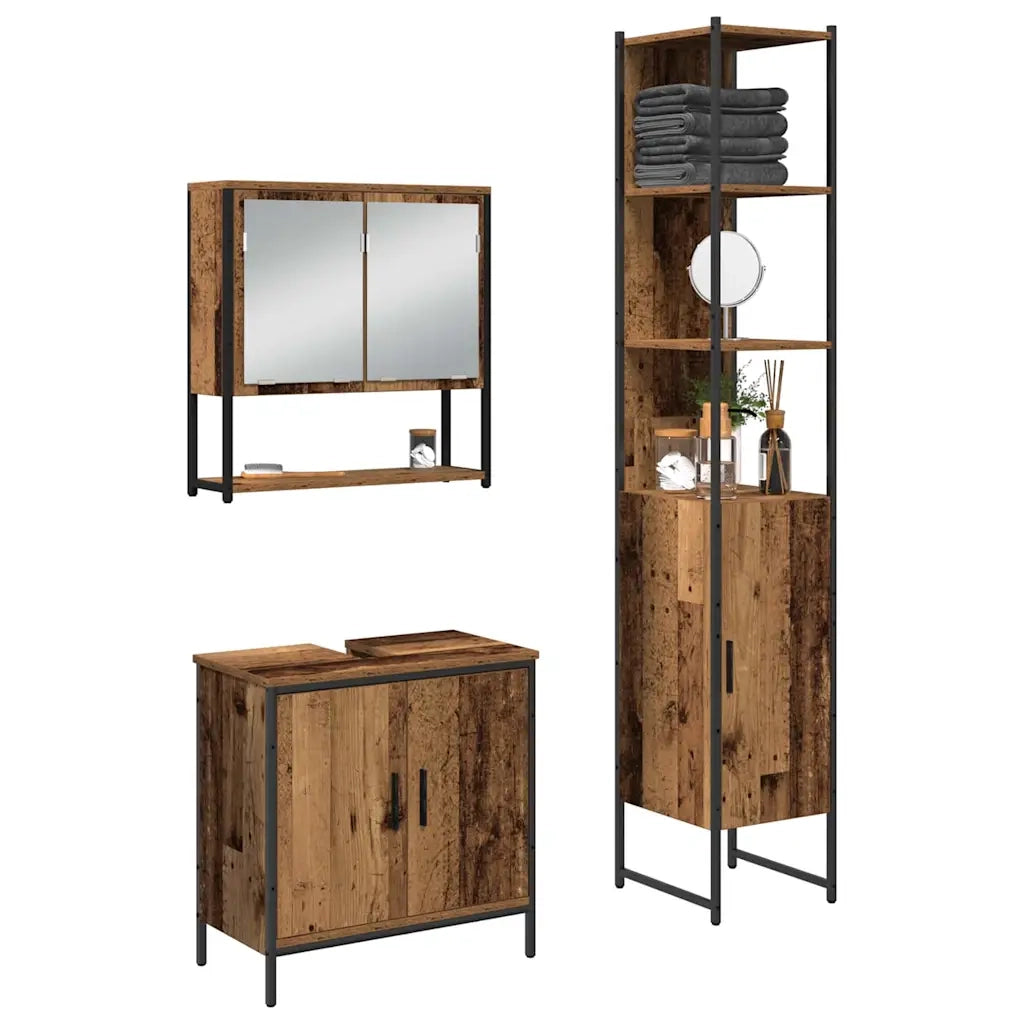 Set di mobili per il bagno 3 pcs Marrone Legno multistrato 3334360