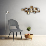 Set 2 Sedia in tessuto grigio e gambe nere Lunetta