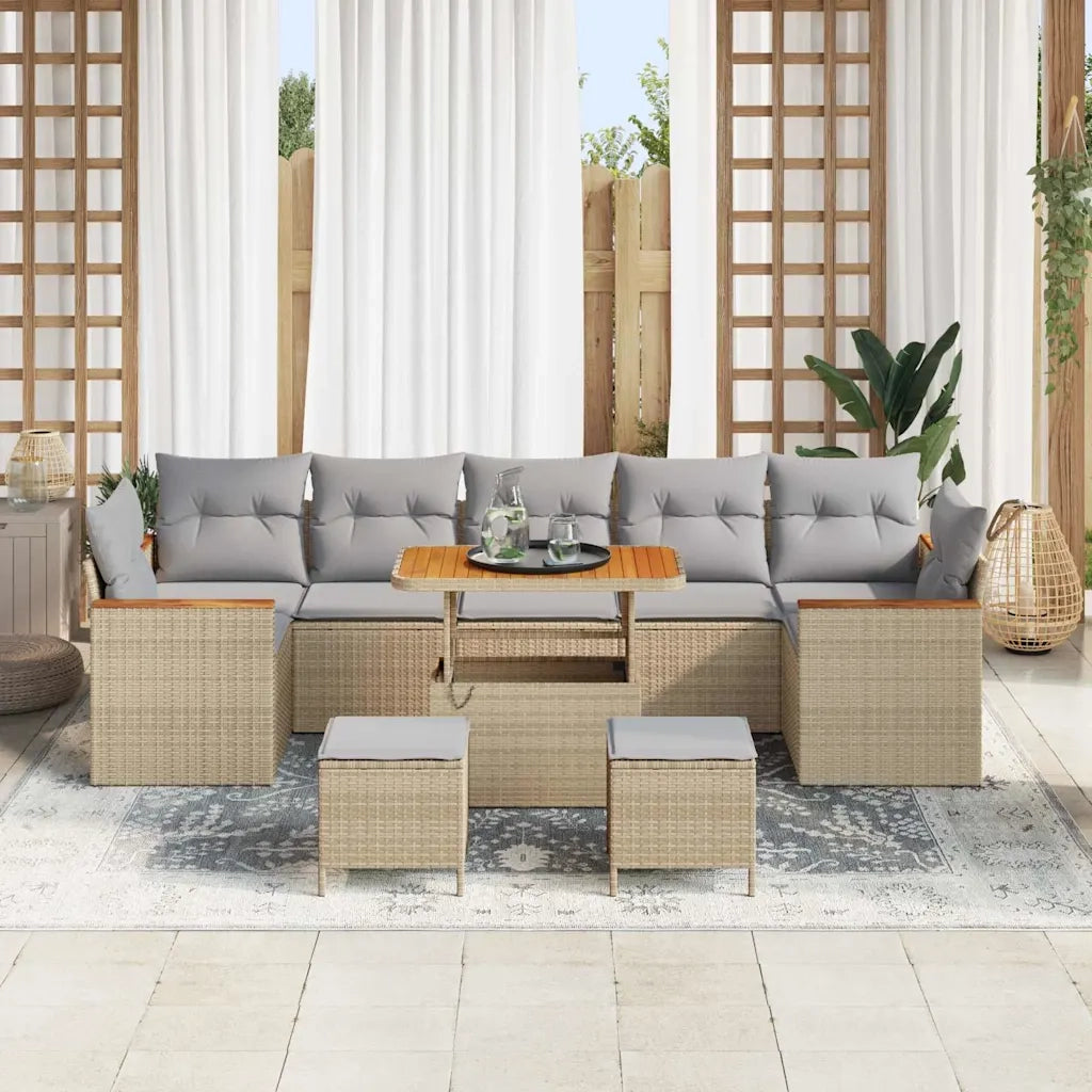 Set Divano da Giardino 10 pcs Beige polyrattan
