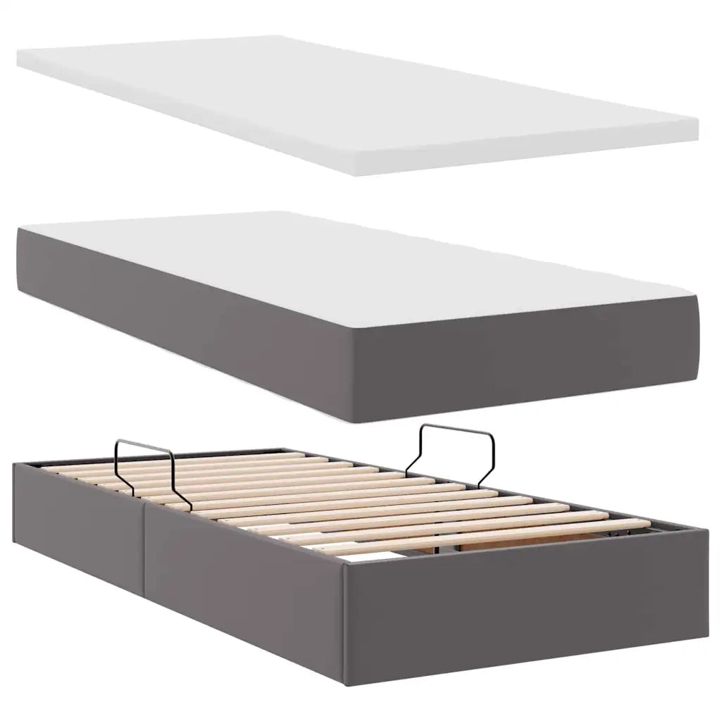Letto con contenitore e materasso Grigio 100 x 200 cm 3370383